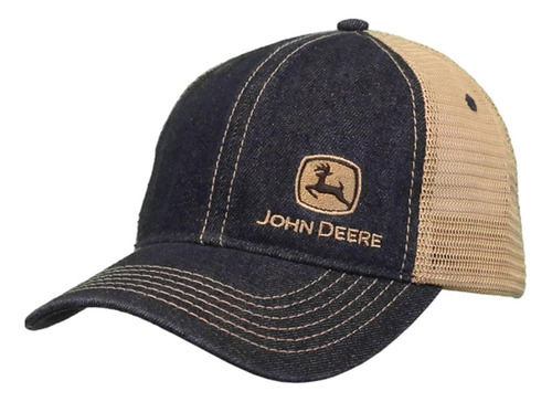 Gorra John Deere De 6 Paneles Denim Y Malla, Unstruct-khaki-