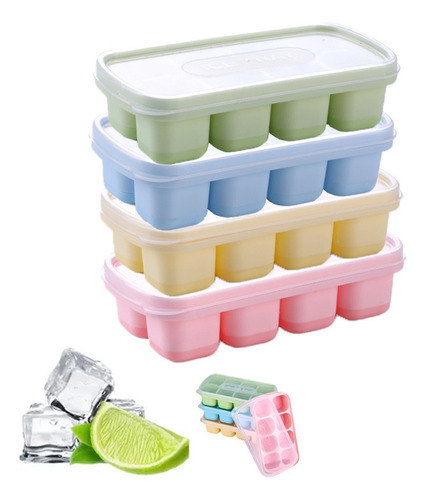 W Molde Para Hacer Hielo De 4 Piezas Con Tapa