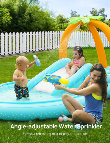 Centro De Juegos Inflable Para Niños Evajoy Con Tobogán De 2