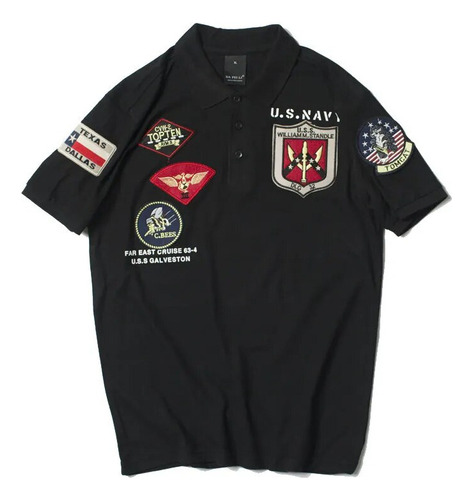 Polo Bordado Us Navy Top Gun Para Hombre