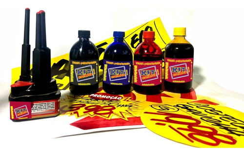 Tinta Vermelha 500ml+tinta Preta 500ml Kit Escrita Não Metiq