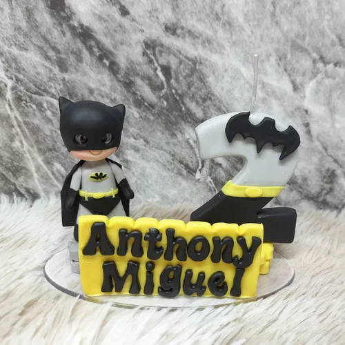 Vela Topo De Bolo Batman Lego Em Biscuit