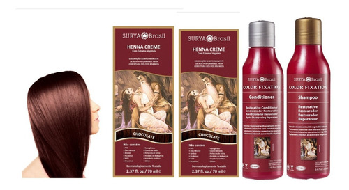 Imagen 1 de 4 de Henna Crema Chocolate X 2 Unidades+shampoo Y Acondicionador 