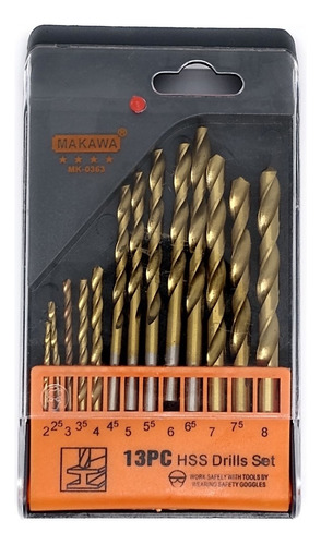 Set Brocas Para Metal - 13 Pcs - 2 A 8mm - Makawa