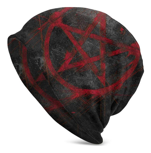 Yishow Negro Rojo Pentagram Slouchy Beanie Hat Knit Beanie W