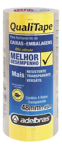 Fita Para Empacotamento 48mmx45m Transp. Pct.c/04 - Adelbras