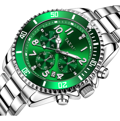 Reloj Impermeable Minimalista Para Hombre Taxau Green Date