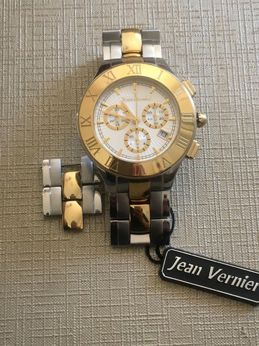 Relógio Jean Vernier Jv3675 Cronógrafo Bicolor