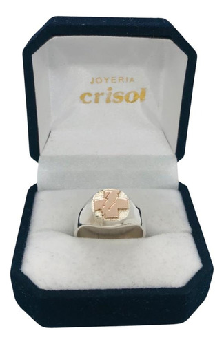 Anillo Sello Plata C/logo Oro Fisioterapeuta (s152)