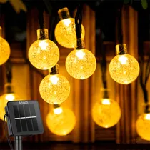 Comprar Luces Solares 100 Led Crystal Style Guirnalda Luces Navidad eventos Artego Luces Luz Cálida - Bola Cristal Uso Exterior 8 Modos De Uso Decoración navideña