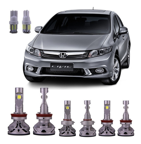 Kit Farol Led 13200lm Honda Civic 2012/2019 Alto Baixo Milha