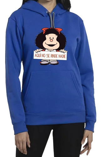 Imagen 1 de 1 de Polerón Dama/unisex Estampado Diseño Mafalda Nadie Se Rinde