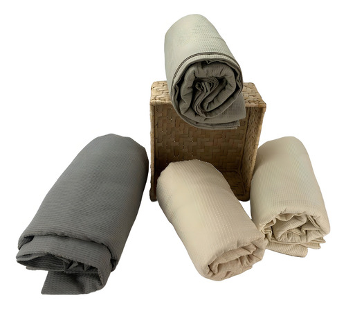 Colcha Tela Wafle Almoda Blanca Matrimonial Color Blanco