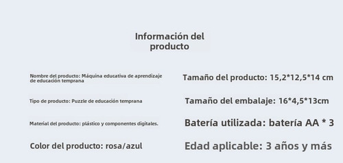 Máquina De Aprendizaje Infantil Con Pantalla Led Azul