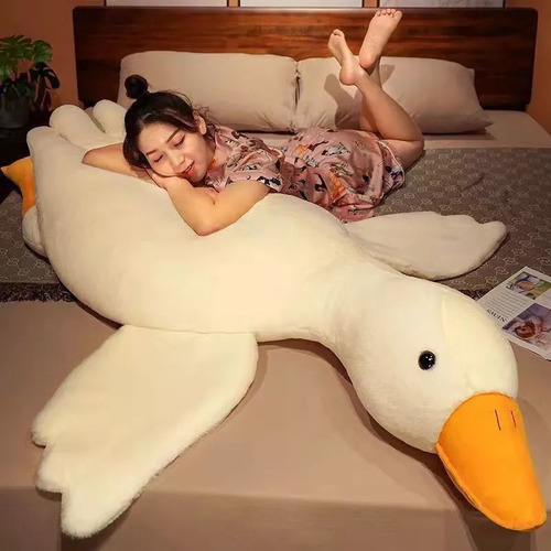 Lindo Gran Ganso Blanco Almohada Peluche 130 Cm