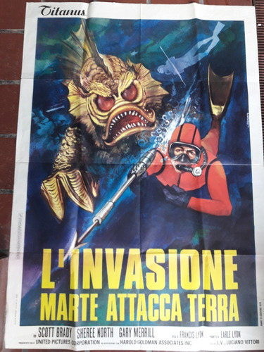 Invasion Marte Ataca A La Tierra. Cartel Italiano-scott Brad