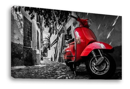 Cuadro Decorativo Canvas Moderno Motoneta Roja