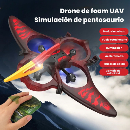 Drone Avion Juguete Dinosaurio Piruetas Control Full Color Verde