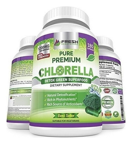 Clorella Premium 1200 Mg Clorofila Y Cfg 180 Capsu