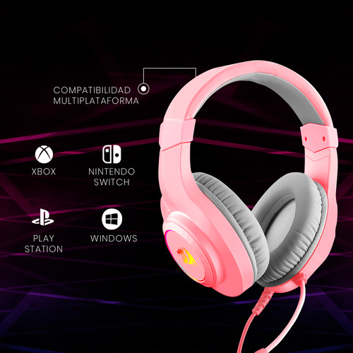 Audifono Gamer Redragon Hylas H260 Pink Rgb Color Rosa