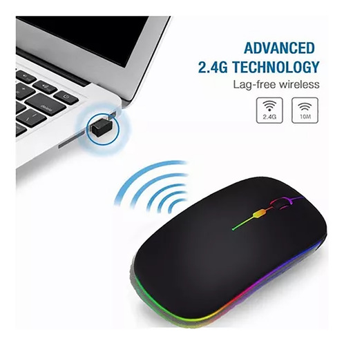 Ratón Inalámbrico 2,4g Bluetooth Recargable Silencioso