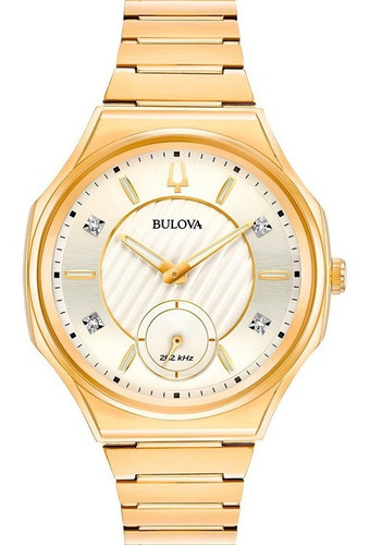 Reloj Bulova Curv Original Para Hombre 97p136 Color de la correa Dorado Color del bisel Dorado Color del fondo Blanco