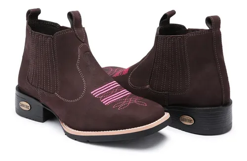 Bota texana feminina bico quadrado cano curto 2025