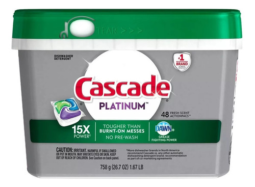 Cascade Platinum Detergente En Cápsulas P/ Lavavajillas 48pz