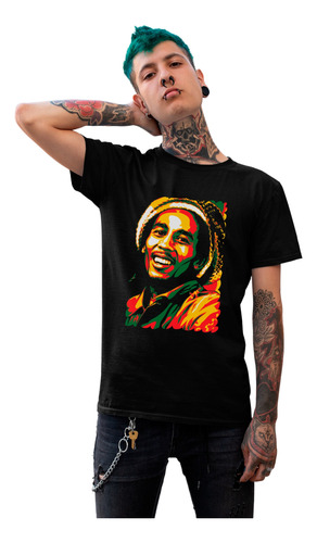 Playera Bob Marley Impresa  Original Zion Negra Oferta