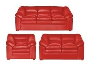 Dmuebles Sala Felisa 3-2-1 Ultracuero Rojo + Envio Gratis