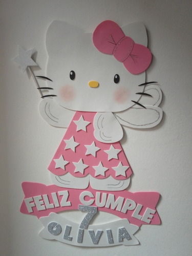 Cartel Cumpleaños - Hello Kitty - Goma Eva 33 X 36 Cm