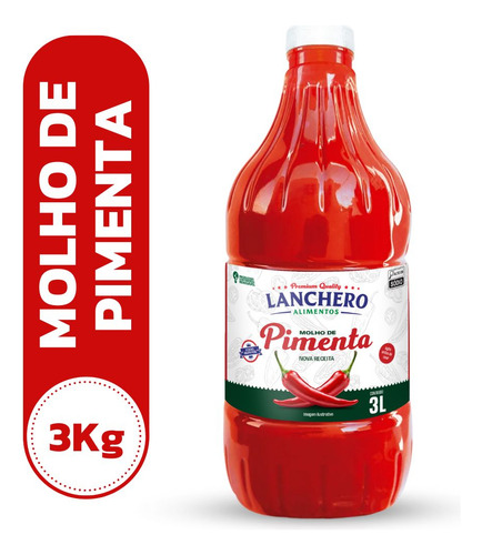 Molho De Pimenta Picante Lanchero Frasco Com 3 Litros