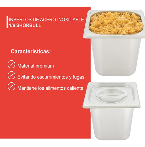 Inserto Sexto 1/6 Acero Inoxidable Con Tapa 10cm Shorbull