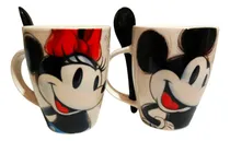 Comprar Dúo Tazas Con Cuchara Mickey Y Minnie Aniv 100 Años 310ml Color Blanco Mickey Y Minnie 100 Años