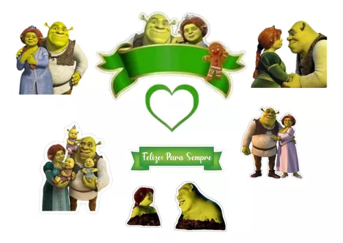 Topo de Bolo - Decoração para bolo Personalizado - Shrek Felizes para  sempre - Fiona e Shrek banho de lama - Crepusculo Edward Bela e Jacob