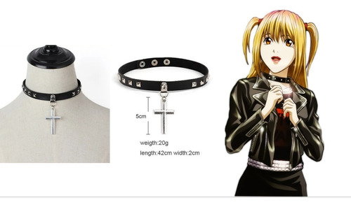 Gargantilla Anime Cosplay Collar Accesorio Cuero Cruz  