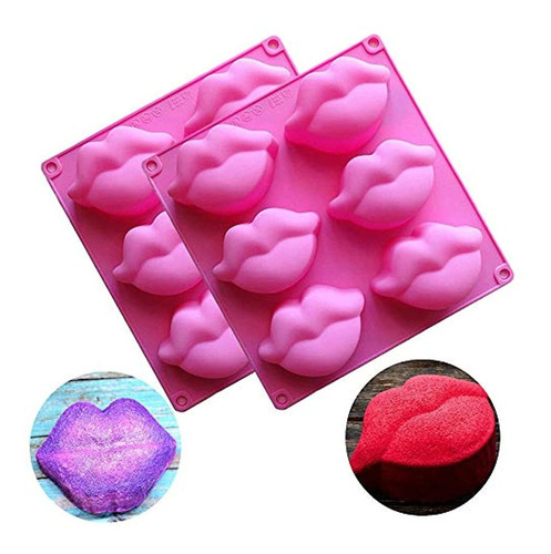 2 Pack Hot Lips Soap Molds, 3d Sexy Red Lips Kisses Collecti