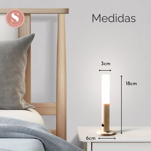 Luz Led Portatil Nocturna Con Sensor Estilo Madera