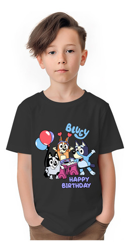 Polera Niños Bluey Bingo Muffin Cumpleaños Algodon Wiwi