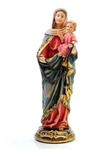 Escultura Imagem Nossa Senhora Do Rosario 17cm Resina