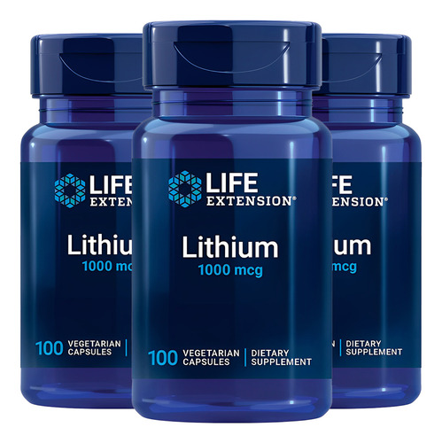 Lithium 1000mcg Life Extension 100 Capsulas 3un Sabor Sem sabor