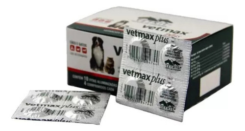 Vermífugo Cães Gato Vetmax Plus Cartela Avulsa 4 Comprimidos