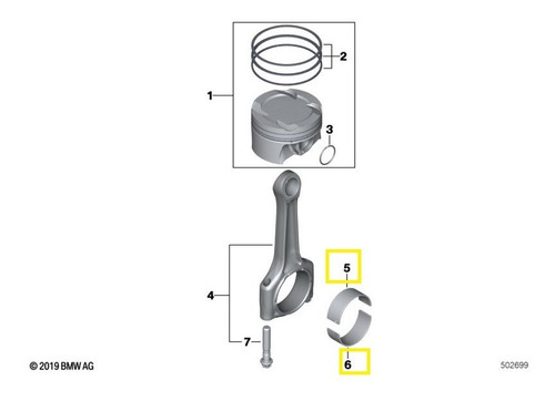 Juego C/ 6 Metales Biela Mini Cooper F55 F56 F57 2013-2022 *