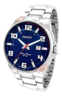 Relógio Orient Masculino Esportivo Original Lançamento Cor Da Correia Prateado Cor Do Bisel Prateado Cor Do Fundo Azul-escuro