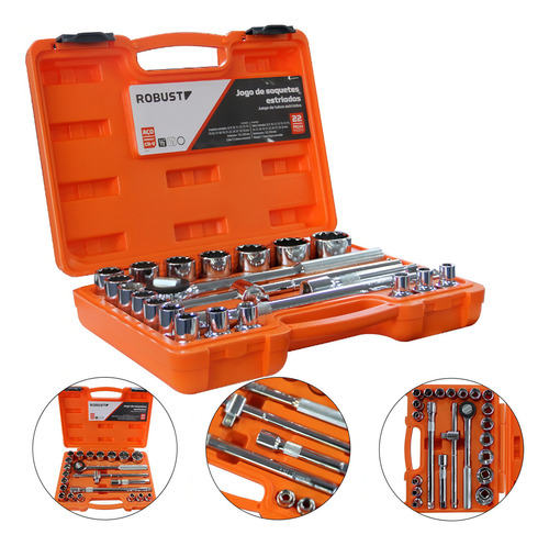 Jogo Soquetes Estriado Catraca 1/2 8 A 32mm Gedore Robust