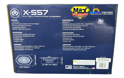 Par De Bocinas 5x7 200w C/ Tweeter Domo Db Drive X-s57 Negro