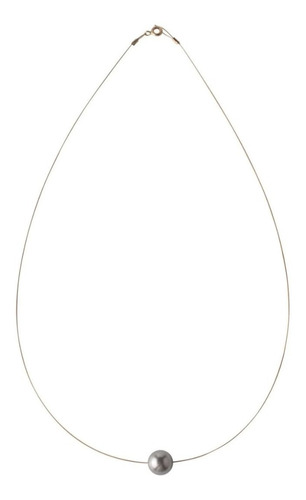 Collar Luna C Perla Cristal Swarovski Gris 8mm Sayulita Sol