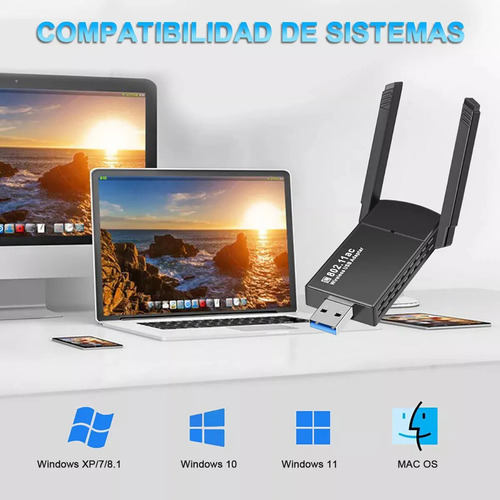 Antena Wifi Usb 3.0 De 1300mbps Receptor Wifi Con Banda Dual