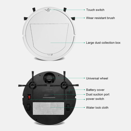 Aspiradora Sweeper: Robot Limpiador Con Trapeador Y Carga Us