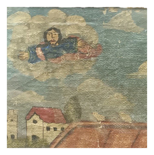 Óleo Sobre Tela Arte Cuzqueño, Tema Arca De Noe 22cm X 28cm (Usado)